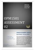 OPM1501 Assignment 2 2023(566940) 100% TRUSTWORTHY and RELIABLE answers, solutions, workings and explanations