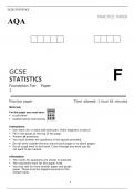 AQA GCSE STATISTICS Foundation Tier Paper 1   PRACTICE PAPER      1 F   MAY 2023