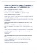 Colorado Health Insurance Questions & Answers Correct 100&percnt;&lpar;SCORED A&plus;&rpar;