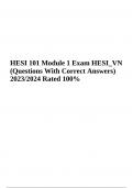 HESI 101 Module 1 Exam 2023&sol;2024 &lpar;HESI VN Questions With Correct Answers&rpar; Rated A&plus; &vert; HESI 101 Module 2 Exam-HESI VN &vert; HESI 101 Module 3 Exam-HESI VN &vert; HESI 101 Module 4 Exam 2023 &lpar;HESI VN Questions with Correct Answers Rated 100&percnt;&rpar; &vert; HESI 101 Module 5 Exam