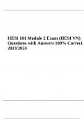 HESI 101 Module 2 Exam 2023 (HESI VN Questions with Answers) 100% Correct.