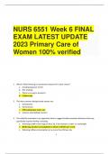 NURS 6551 Week 6 FINAL EXAM LATEST UPDATE 2023 Primary Care of Women 100% verified 