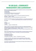 M-100 QUIZ – COMMUNITY  MANAGEMENT AND LEARDERSHIP WITH COMPLETE SOLUTIONS.