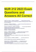 NUR 212 2023 Exam Questions and Answers All Correct 