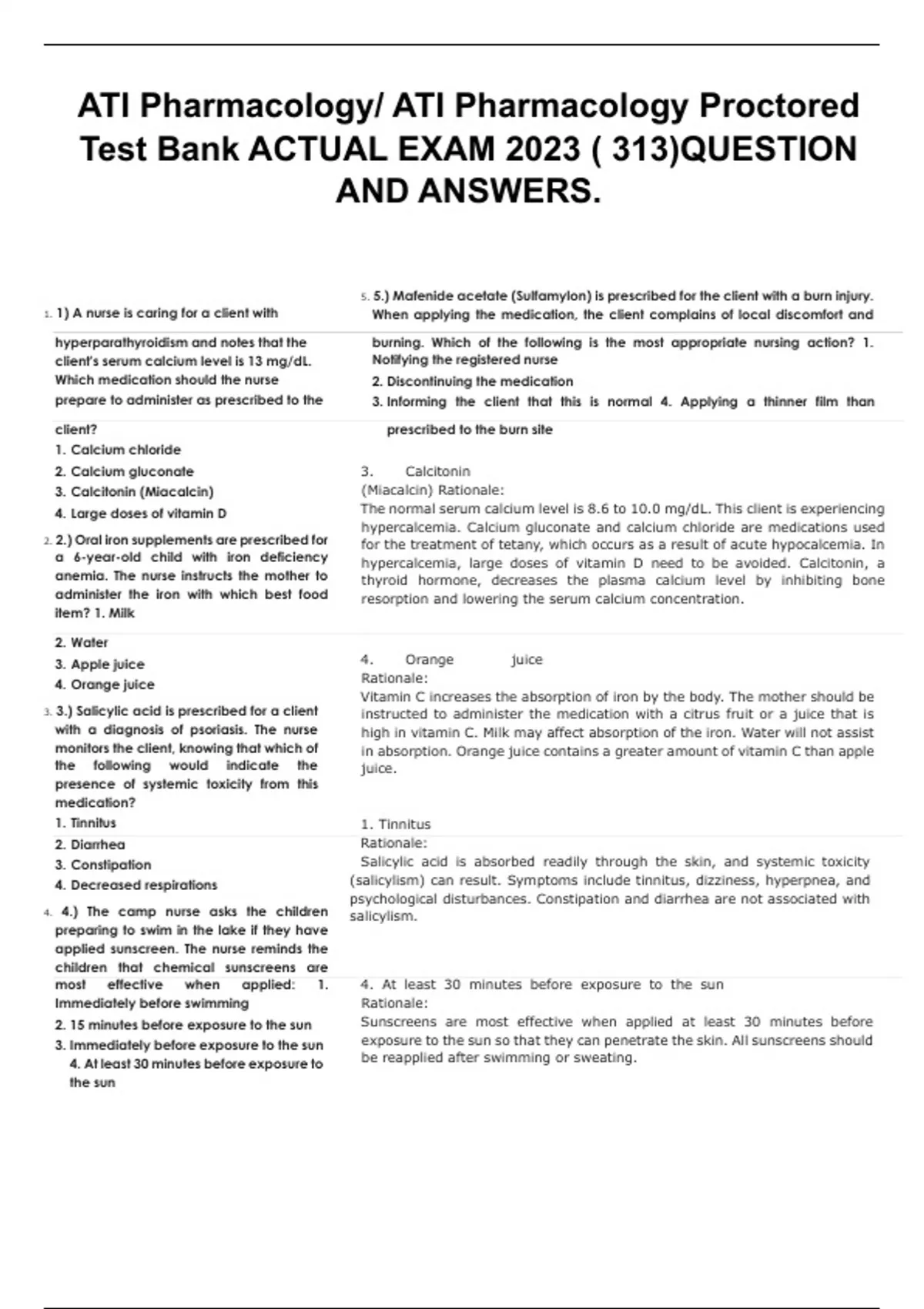 CMS ATI Pharmacology/ ATI Pharmacology Proctored Test Bank ACTUAL EXAM ...