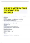 NURS 212 MIDTERM EXAM QUESTIONS AND ANSWERS