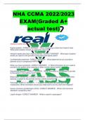 NHA CCMA 2023 Actual Exam with 100% Correct Answers (Latest Updated Version) (Recent Exam) NHA CCMA EXAM 2023 ( A+ GRADED 100% VERIFIED) PACKAGE DEAL