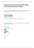 Pediatric Nursing Proctored RETAKE 2023 Questions And Answers