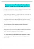Comprehensive Final Certification Exam&colon; Illinois Health Insurance &lpar;Xcel Solutions&rpar; &vert; 130 Questions with 100&percnt; Correct Answers &vert; Verified