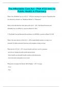 The Affordable Care Act - PHA 4723 Intro to Public Health in Pharmacy &vert; 111 Questions with 100&percnt; Correct Answers &vert; Verified
