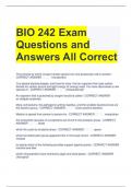Bundle For BIO 242 Exam Questions and Answers All Correct