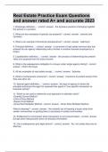 Real Estate Practice Exam Questions and answer rated A&plus; and accurate 2023