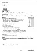 GCSE HISTORY Paper 1 Section A/B: Germany, 1890–1945: Democracy and dictatorship MAY 2023