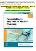 TEST BANK - FOUNDATIONS AND ADULT HEALTH NURSING, 9TH EDITION (COOPER, 2023) CHAPTER 1-58