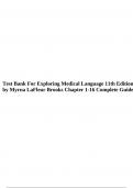 Test Bank For Exploring Medical Language 11th Edition by Myrna LaFleur Brooks Chapter 1-16 Complete Guide.
