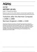   AQA   GCSE HISTORY (8145) Paper 2 Shaping the Nation Resource pack for the 2023 historic environment specified site Yorkshire after the Norman Conquest c.1066–c.1088 Norman England c.1066–c.1100