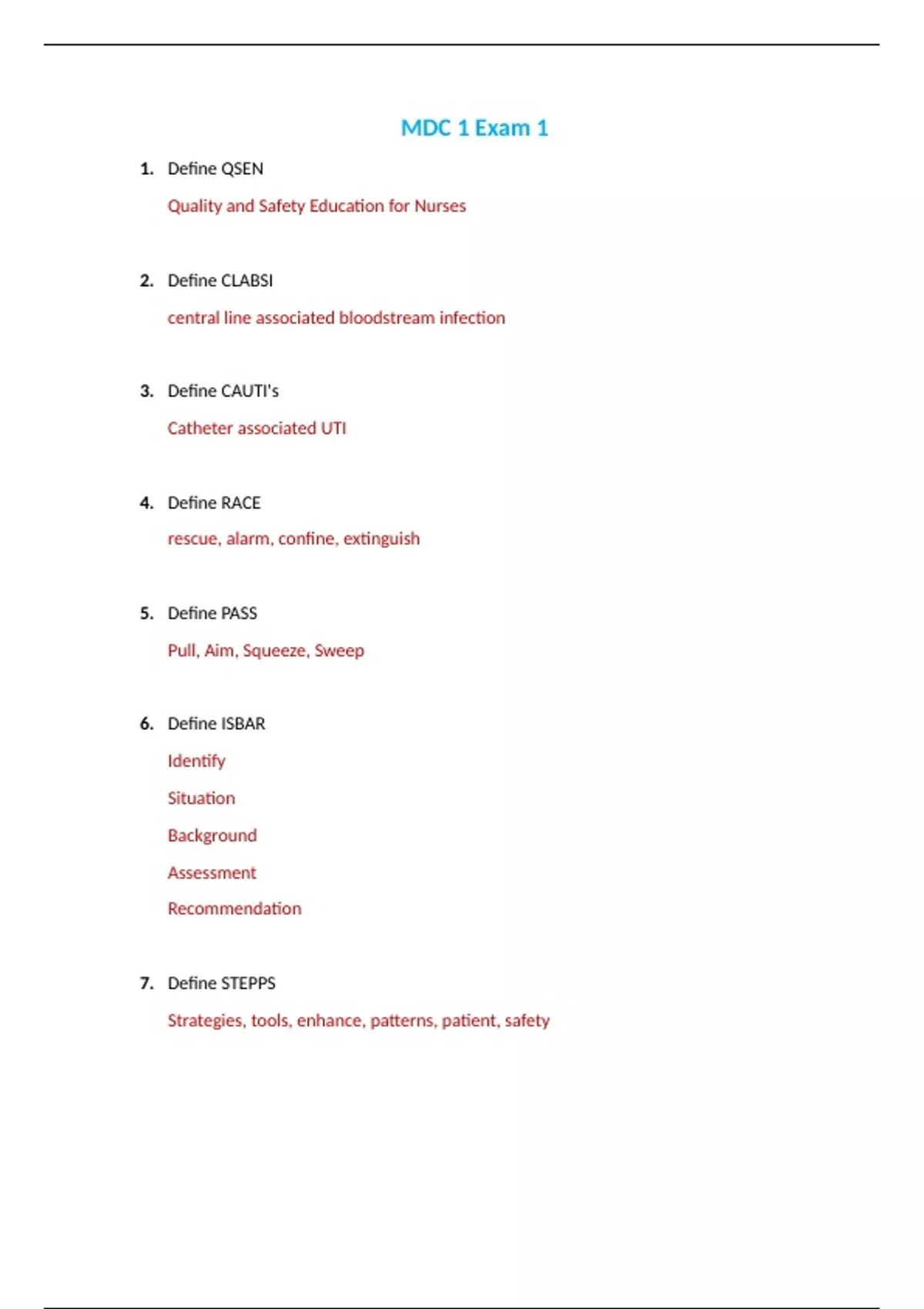 Nur 2356 Nur2356 Exam 1 Multidimensional Care I Mdc 1 Exam 1