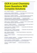 OCR A Level Chemistry Exam Questions With Complete Solutions