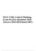 WGU C168 Exam Practice Questions With Answers 2023 Rated A+.