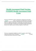 Health Assessment Final Nursing, NUR2092 Health Assessment Final Exam