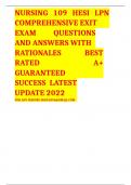 HESI LPN COMPREHENSIVE EXIT  EXAM QUESTIONS AND ANSWERS WITH 	 RATIONALES BEST RATED A+ GUARANTEED 	 SUCCESS LATEST UPDATE 2022/2023