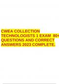 CWEA COLLECTION TECHNOLOGISTS 1 EXAM 80+ QUESTIONS AND CORRECT ANSWERS 2023 COMPLETE.