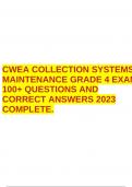 CWEA COLLECTION SYSTEMS MAINTENANCE GRADE 1 UPTO 4 EXAM AND FINAL EXAM BUNDLE