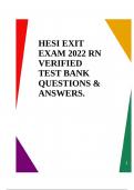 HESI EXIT EXAM 2022 RN VERIFIED TEST BANK QUESTIONS & ANSWERS.