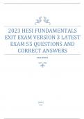 2023 HESI FUNDAMENTALS EXIT EXAM VERSION 3 LATEST EXAM 55 QUESTIONS AND CORRECT ANSWERS 