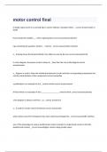motor control final exam 2023 with 100&percnt; correct answers