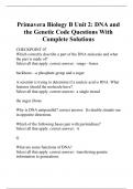 Primavera Biology B Unit 2: DNA and the Genetic Code Questions With Complete Solutions