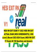 HESI RN EXIT EXAM V1 2023/ HESI RN EXIT ACTUAL EXAM (HESI SCREENSHOTS) (+900 score!) (Recent 2023-2024 Exam) (HESI RN EXIT V1 Exam) All 160 Questions and Answers