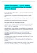 Intro to Psychology - Unit 2- Analyze developmental psychology across the lifespan- Sophia