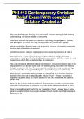 PHI 413 Contemporary Christian Belief Exam I With complete Solution Graded A+