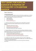 Kaplan and Sadock’s Synopsis of Psychiatry 11th Edition Sadock Test Bank Test