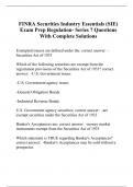 FINRA Securities Industry Essentials (SIE) Exam Prep Regulation- Series 7 Questions With Complete Solutions