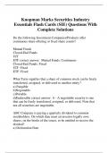 Knopman Marks Securities Industry Essentials Flash Cards (SIE) Questions With Complete Solutions