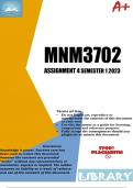 MNM3702 ASSIGNMENT 4 SEMESTER 1 2023 