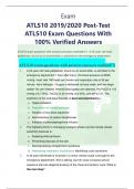 Exam ATLS10 2019/2020 Post-Test ATLS10 Exam Questions With 100% Verified Answers ATLS10 exam questions with answers (answers outlined!!) 1. A 24-year-old male pedestrian, struck by an automobile, is admitted to the emergency departmen