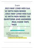 2023 MAY 23ND HESI Exit V2 WITH NGN MIXED /2023 MAY 23ND HESI Exit V2 WITH NGN MIXED 130  QUESTIONS AND ANSWERS REAL EXAM 100% PASS 2023 MAY 23ND HESI Exit V2 WITH NGN MIXED 130 QUESTIONS AND ANSWERS REAL  EXAM