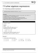 OCR GCSE MATHS 7.2 FACTORISING QUADRATIC EXPRESSIONS(Further algebraic expressions)EXAM WITH CORRECT ANSWERS
