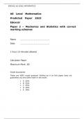 AS Level Mathematics Predicted Paper 2023 Edexcel Paper 2 &ndash; Mechanics and Statistics with correct marking schemes
