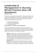 Leadership & Management in Nursing NCLEX Practice Quiz  WITH  rational answers