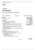 AQA   A-level PSYCHOLOGY Paper 1 Introductory topics in psychology FOR MAY 2023