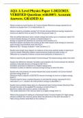 AQA A Level Physics Paper 1-2022&sol;2023&period; VERIFIED Questions with 100&percnt; Accurate Answers&period; GRADED A&plus;