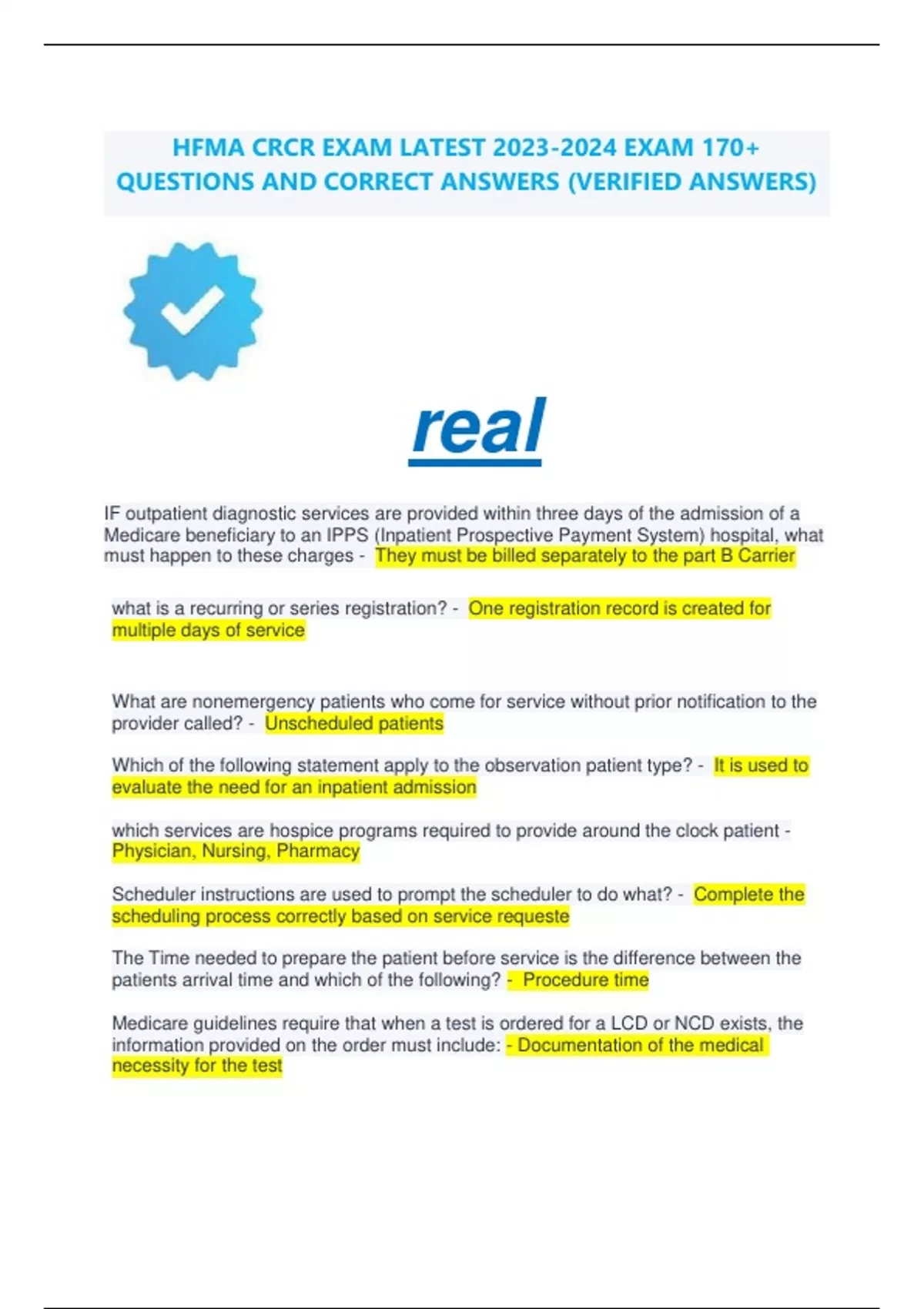 CRCR HFMA CRCR EXAM Certified Revenue Cycle Representative All In One CRCR HFMA CRCR EXAM Certified Revenue Cycle Representative All In One