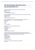NC Dental Rules Questions And Answers&lpar;RATED A&plus;&rpar;