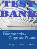 TEST BANK for Fundamentals of Corporate Finance 10th Edition Richard Brealey, Stewart Myer & Alan Marcus ISBN 9781260703931. (Complete 25 Chapters).