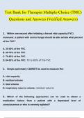 Test Bank for Therapist Multiple-Choice (TMC) Questions and Answers 2023 (Verified Answers)