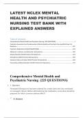 LATEST NCLEX MENTAL HEALTH AND PSYCHIATRIC NURSING TEST BANK WITH EXPLAINED ANSWERS (700+ QUESTIONS)